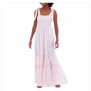 Crown and Ivy women’s tie shoulder pink floral dress large